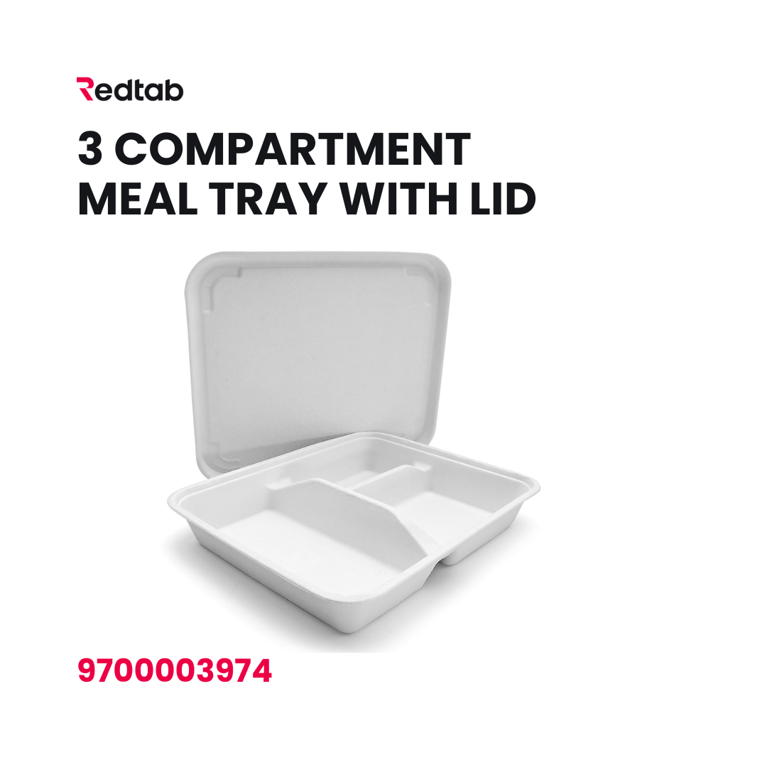 3 Compartment Meal Tray with Lid